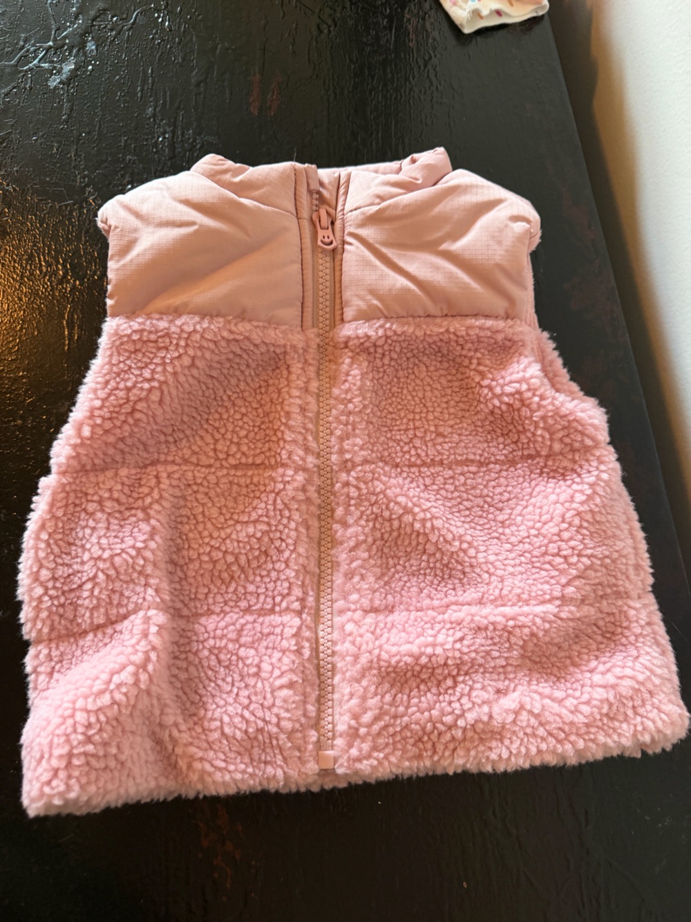 Girls Pink Sherpa Vest with Front Zip